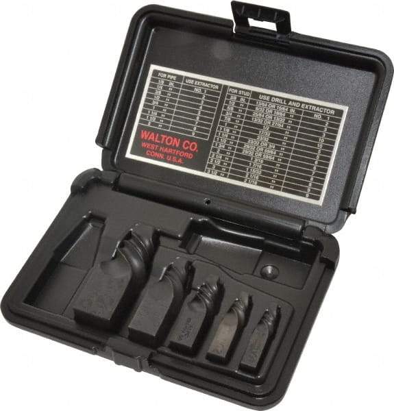 Walton - 5 Piece Spiral Flute Screw Extractor Set - #1 to #5 Size Range - USA Tool & Supply