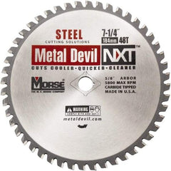 M.K. MORSE - 7-1/4" Diam, 5/8" Arbor Hole Diam, 48 Tooth Wet & Dry Cut Saw Blade - Steel, Diamond Arbor - USA Tool & Supply