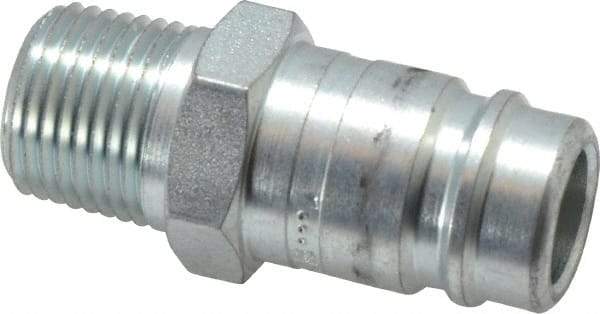 Parker - 1/2-14 Male NPT Industrial Pneumatic Hose Connector - Steel, 3/4" Body Diam - USA Tool & Supply