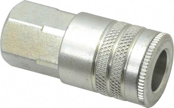 Parker - 3/8-18 Female NPTF Industrial Pneumatic Hose Coupler - Steel, 3/8" Body Diam - USA Tool & Supply