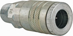 Parker - 1/2-14 Male NPTF Tru-Flate Automotive Pneumatic Hose Coupler - Steel, 1/2" Body Diam - USA Tool & Supply