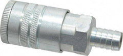 Parker - Hose Barb Tru-Flate Automotive Pneumatic Hose Coupler - Steel, 1/2" Body Diam, 1/2" Hose ID - USA Tool & Supply