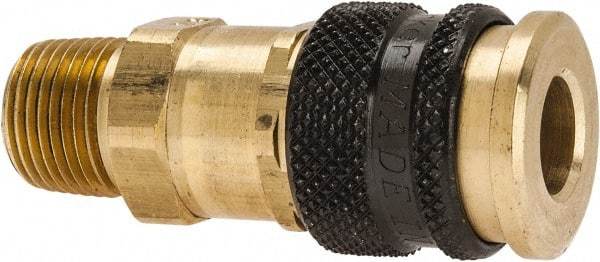 Parker - 1/2-14 Male NPTF Industrial Pneumatic Hose Coupler - Brass, 1/2" Body Diam - USA Tool & Supply