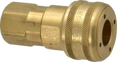 Parker - 3/8-18 Female NPTF Industrial Pneumatic Hose Coupler - Brass, 1/2" Body Diam - USA Tool & Supply