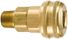 Parker - 1 - 11-1/2 Male NPT Industrial Pneumatic Hose Coupler - Brass, 3/4" Body Diam - USA Tool & Supply