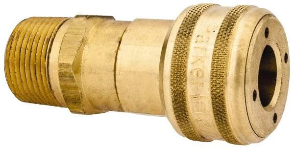 Parker - 3/4-14 Male NPT Industrial Pneumatic Hose Coupler - Brass, 1/2" Body Diam - USA Tool & Supply