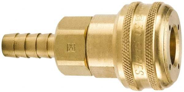Parker - Hose Barb Industrial Pneumatic Hose Coupler - Brass, 3/4" Body Diam, 1/2" Hose ID - USA Tool & Supply