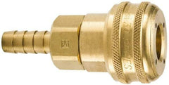 Parker - Hose Barb Industrial Pneumatic Hose Coupler - Brass, 3/4" Body Diam, 1/2" Hose ID - USA Tool & Supply
