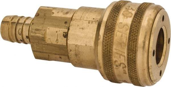 Parker - Hose Barb Industrial Pneumatic Hose Coupler - Brass, 1/2" Body Diam, 1/2" Hose ID - USA Tool & Supply