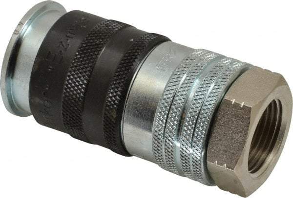 Parker - 3/4-14 Female NPTF Industrial Pneumatic Hose Coupler - Steel, 3/4" Body Diam - USA Tool & Supply