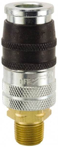 Parker - 1/2-14 Male NPT Industrial Pneumatic Hose Coupler - Steel, 1/2" Body Diam - USA Tool & Supply