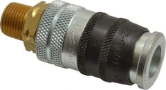 Parker - 3/8-18 Male NPT Industrial Pneumatic Hose Coupler - Steel, 3/8" Body Diam - USA Tool & Supply