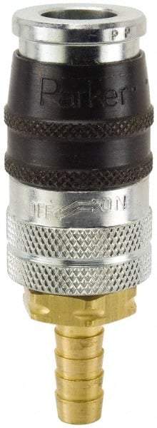 Parker - Hose Barb Industrial Pneumatic Hose Coupler - Steel, 1/4" Body Diam, 3/8" Hose ID - USA Tool & Supply