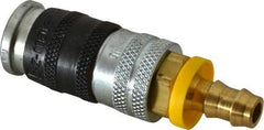 Parker - Push-Lok Hose Barb Industrial Pneumatic Hose Coupler - Steel, 1/4" Body Diam, 3/8" Hose ID - USA Tool & Supply