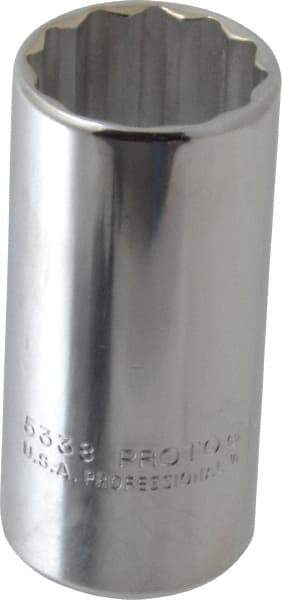 Proto - 1-3/16", 1/2" Drive, Deep Hand Socket - 12 Points, 3-1/4" OAL, Chrome Finish - USA Tool & Supply