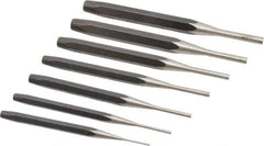 Proto - 7 Piece, 1/16 to 1/4", Pin Punch Set - Round Shank, Comes in Pouch - USA Tool & Supply