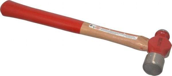 Proto - 1 Lb Head Ball Pein Hammer - Wood Handle with Red Laquer Grip, 14-1/2" OAL - USA Tool & Supply