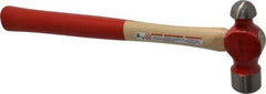 Proto - 1-1/2 Lb Head Ball Pein Hammer - Wood Handle with Red Laquer Grip, 15" OAL - USA Tool & Supply