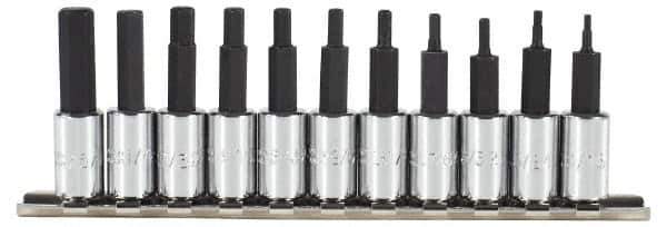 Proto - 11 Piece 1/4" Drive Inch Hex Bit Socket Set - 1/16 to 5/16" Hex - USA Tool & Supply