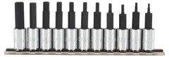 Proto - 11 Piece 1/4" Drive Inch Hex Bit Socket Set - 1/16 to 5/16" Hex - USA Tool & Supply