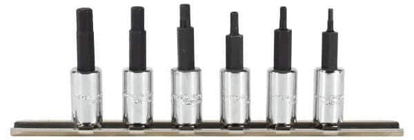 Proto - 6 Piece 1/4" Drive Metric Hex Bit Socket Set - 2 to 6mm Hex - USA Tool & Supply