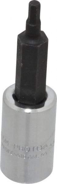 Proto - 1/4" Drive, 2.5mm Hex Bit Socket - 1-7/8" OAL, 1" Bit Length - USA Tool & Supply