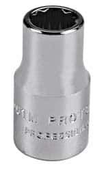 Proto - 1/4" Drive, Standard Hand Socket - 12 Points, Chrome Finish - USA Tool & Supply