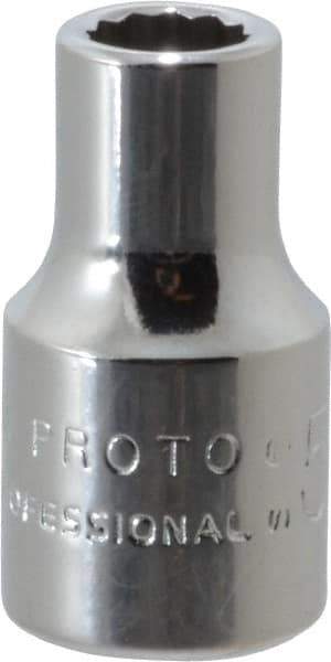 Proto - 1/4" Drive, Standard Hand Socket - 12 Points, 7/8" OAL, Chrome Finish - USA Tool & Supply