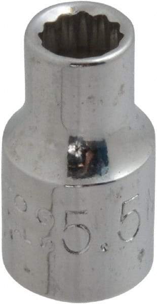 Proto - 1/4" Drive, Standard Hand Socket - 12 Points, 7/8" OAL, Chrome Finish - USA Tool & Supply