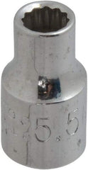Proto - 1/4" Drive, Standard Hand Socket - 12 Points, 7/8" OAL, Chrome Finish - USA Tool & Supply
