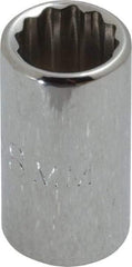 Proto - 1/4" Drive, Standard Hand Socket - 12 Points, 7/8" OAL, Chrome Finish - USA Tool & Supply