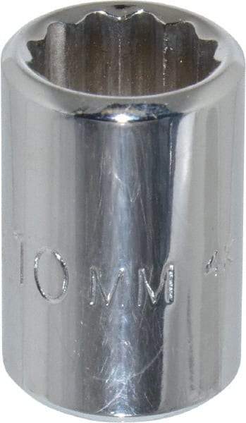 Proto - 1/4" Drive, Standard Hand Socket - 12 Points, 7/8" OAL, Chrome Finish - USA Tool & Supply