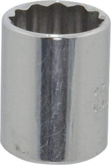 Proto - 1/4" Drive, Standard Hand Socket - 12 Points, 7/8" OAL, Chrome Vanadium, Chrome Finish - USA Tool & Supply