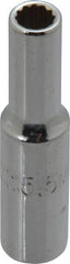 Proto - 1/4" Drive, Deep Hand Socket - 12 Points, 1-15/16" OAL, Chrome Finish - USA Tool & Supply