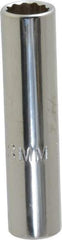 Proto - 1/4" Drive, Deep Hand Socket - 12 Points, 1-15/16" OAL, Chrome Vanadium, Chrome Finish - USA Tool & Supply