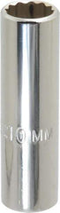 Proto - 1/4" Drive, Deep Hand Socket - 12 Points, 1-15/16" OAL, Chrome Vanadium, Chrome Finish - USA Tool & Supply