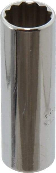 Proto - 1/4" Drive, Deep Hand Socket - 12 Points, 1-15/16" OAL, Chrome Vanadium, Chrome Finish - USA Tool & Supply