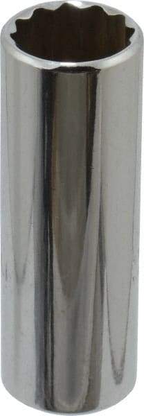 Proto - 1/4" Drive, Deep Hand Socket - 12 Points, 1-15/16" OAL, Chrome Finish - USA Tool & Supply