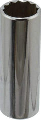 Proto - 1/4" Drive, Deep Hand Socket - 12 Points, 1-15/16" OAL, Chrome Finish - USA Tool & Supply