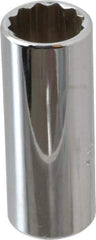 Proto - 1/4" Drive, Deep Hand Socket - 12 Points, 1-15/16" OAL, Chrome Finish - USA Tool & Supply