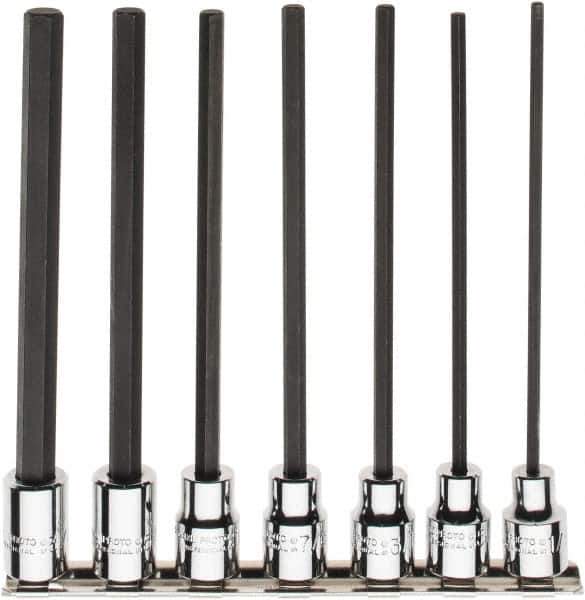 Proto - 7 Piece 3/8" Drive Inch Hex Bit Socket Set - 1/8 to 3/8" Hex - USA Tool & Supply