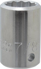 Proto - 7/8", 3/4" Drive, Standard Hand Socket - 12 Points, 2" OAL, Chrome Finish - USA Tool & Supply