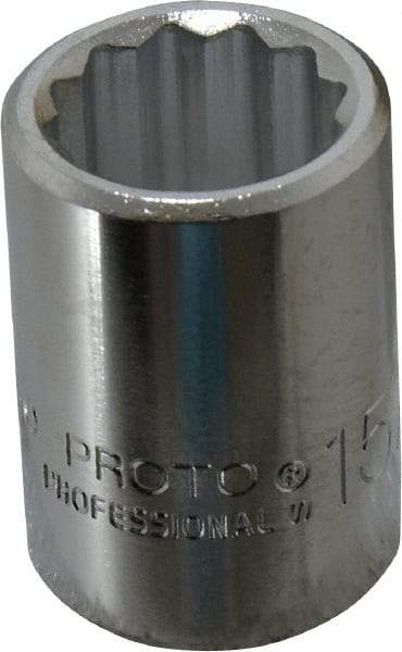 Proto - 15/16", 3/4" Drive, Standard Hand Socket - 12 Points, 2" OAL, Chrome Finish - USA Tool & Supply