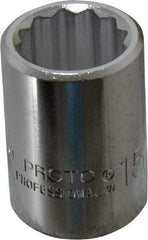 Proto - 15/16", 3/4" Drive, Standard Hand Socket - 12 Points, 2" OAL, Chrome Finish - USA Tool & Supply