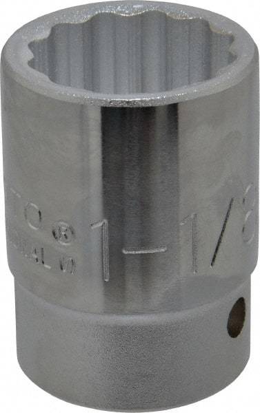 Proto - 1-1/8", 3/4" Drive, Standard Hand Socket - 12 Points, 2-7/32" OAL, Chrome Finish - USA Tool & Supply