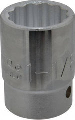 Proto - 1-1/8", 3/4" Drive, Standard Hand Socket - 12 Points, 2-7/32" OAL, Chrome Finish - USA Tool & Supply