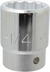 Proto - 1-1/4", 3/4" Drive, Standard Hand Socket - 12 Points, 2-15/64" OAL, Chrome Finish - USA Tool & Supply