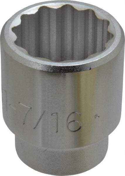 Proto - 1-7/16", 3/4" Drive, Standard Hand Socket - 12 Points, 2-13/32" OAL, Chrome Finish - USA Tool & Supply