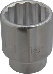 Proto - 1-11/16", 3/4" Drive, Standard Hand Socket - 12 Points, 2-3/4" OAL, Chrome Finish - USA Tool & Supply