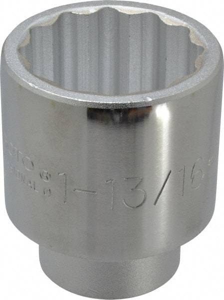 Proto - 1-13/16", 3/4" Drive, Standard Hand Socket - 12 Points, 2-29/32" OAL, Chrome Finish - USA Tool & Supply